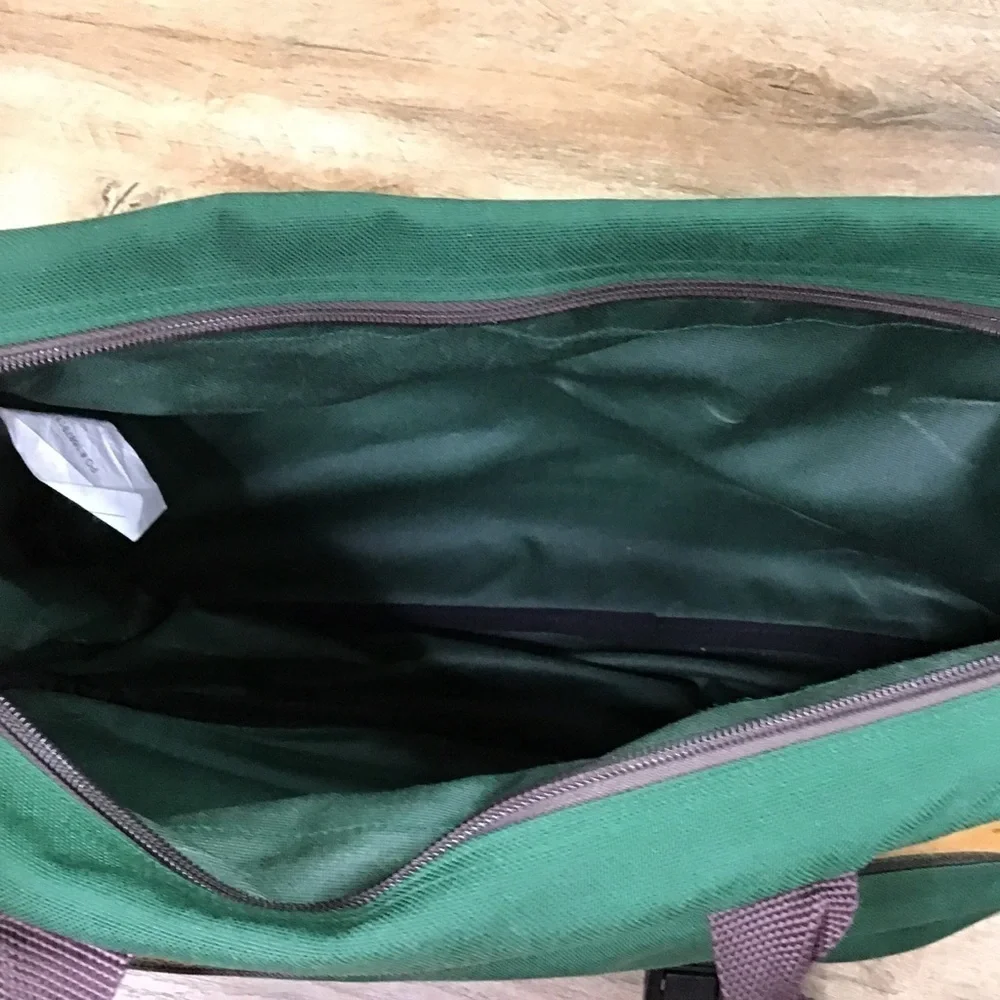 VINTAGE LL BEAN Messenger Lap Top Bag Shoulder Leather and Canvas Green …
